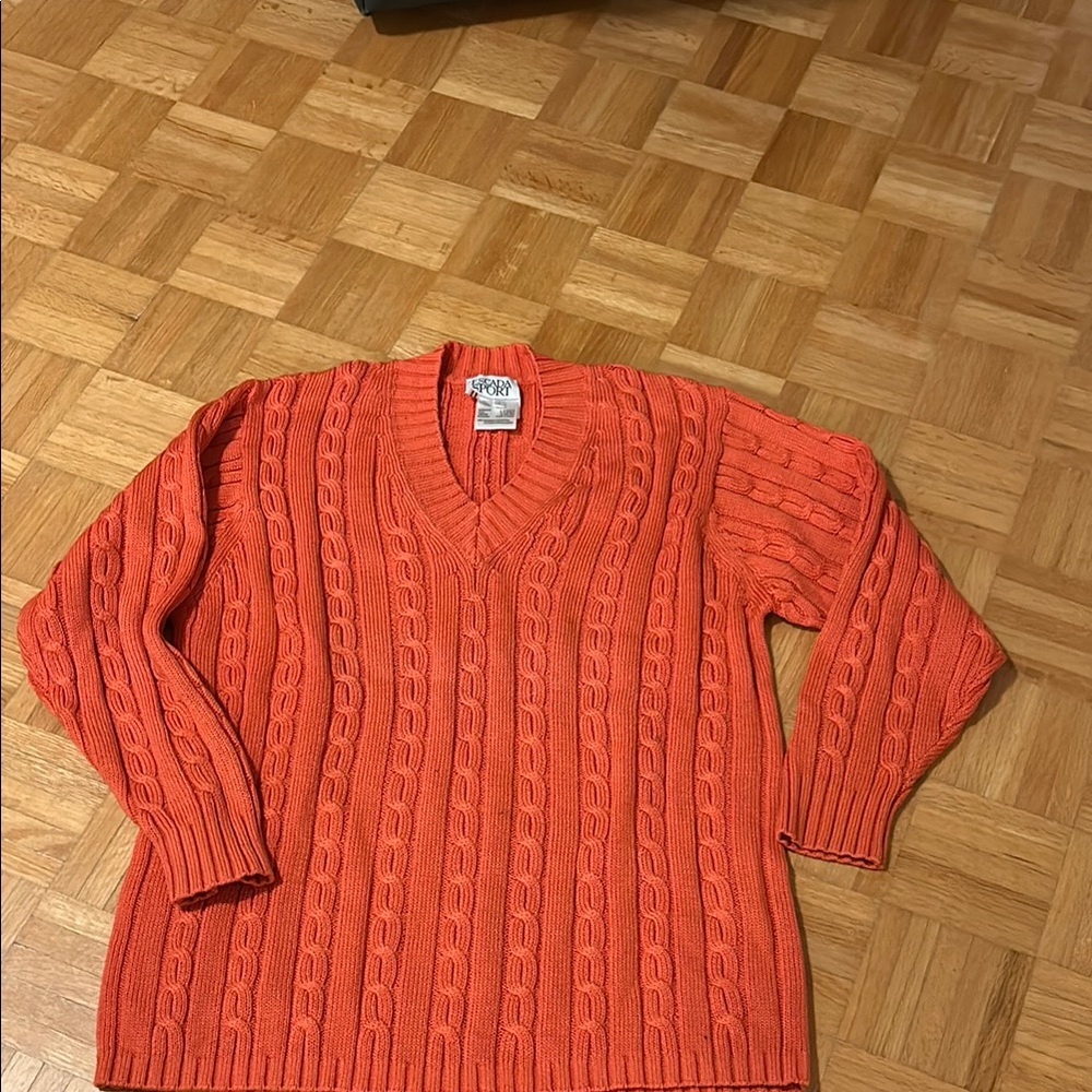 Escada Men's Orange Cable Knit Sweater